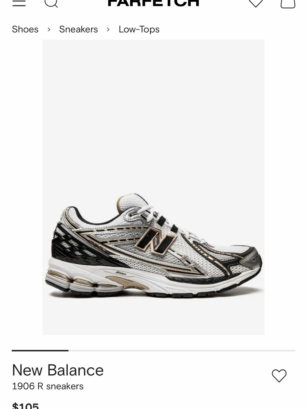 New Balance Men’s 1906R Low-Top Sneakers in White, Black and Gold